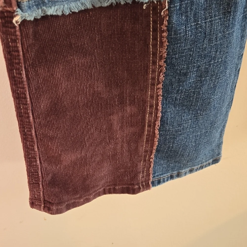 Vintage Patchwork Flare Jeans - Blue and Brown. Stunning! - Picture 6 of 9